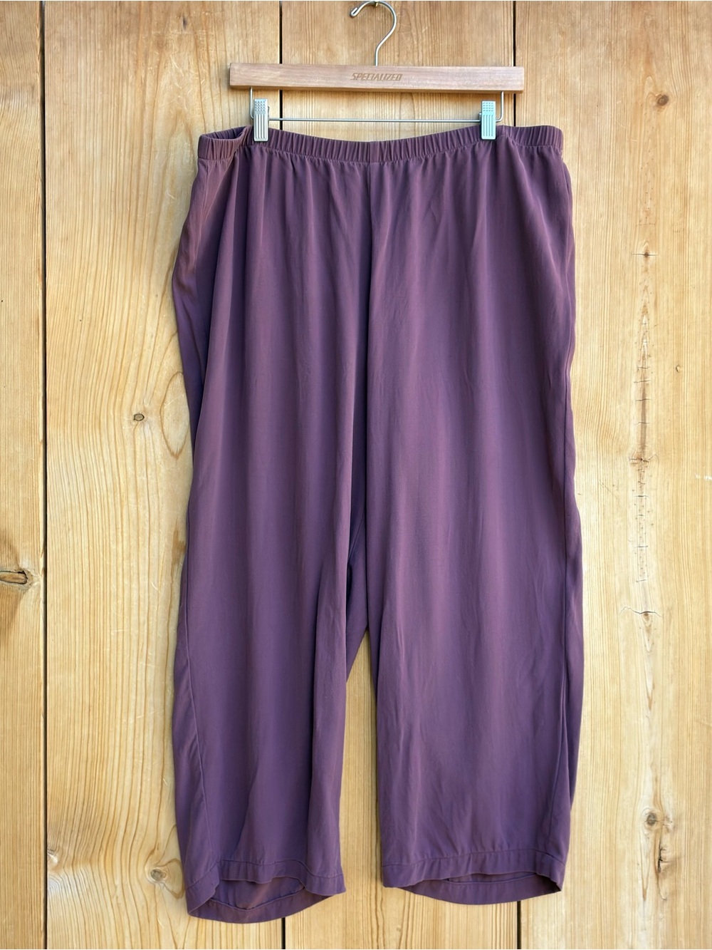 Eileen Fisher Mauve Silk Crepe Pull On Cropped Pants Sz XL
